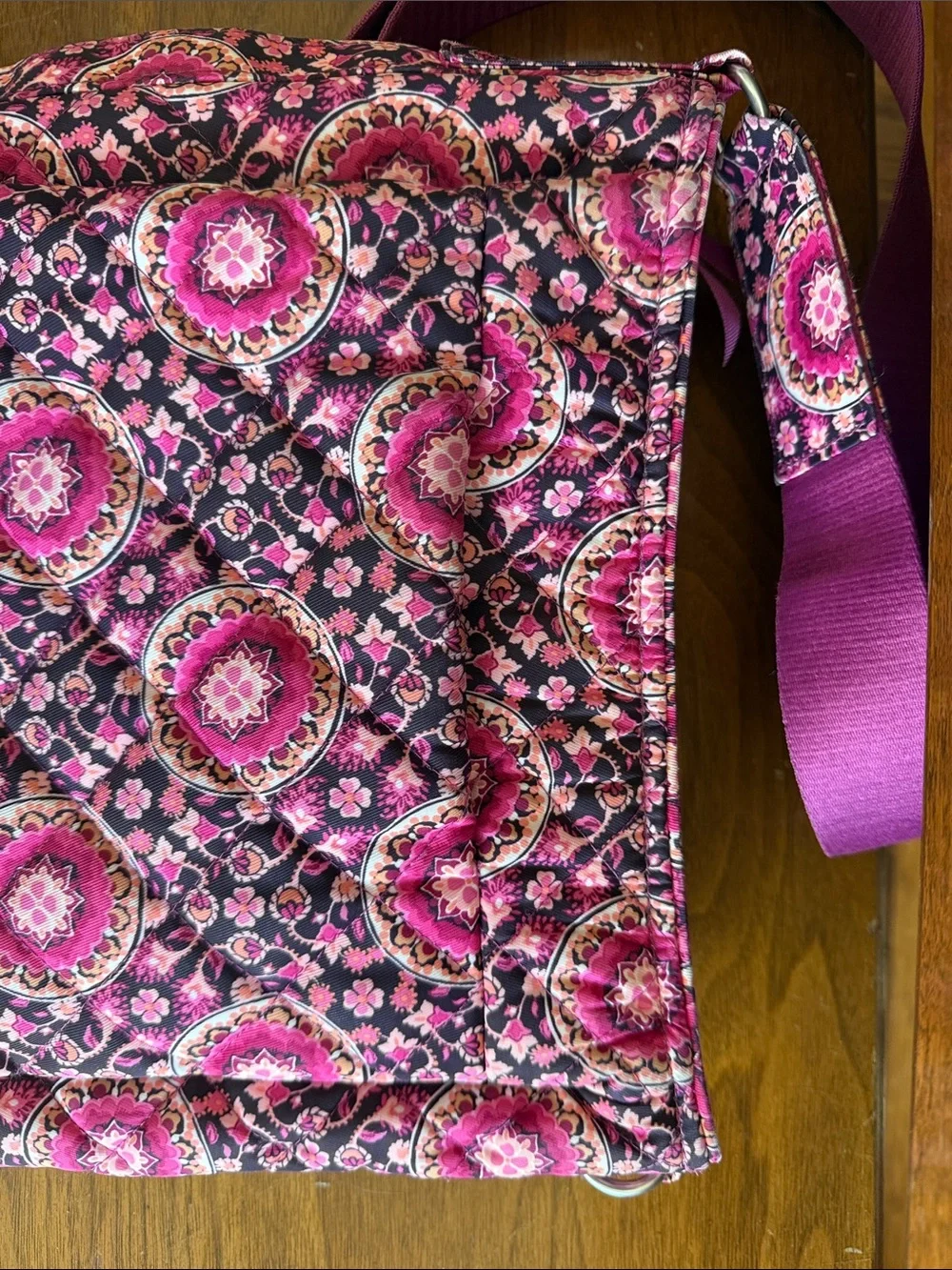 Vera Bradley Magenta Floral Medallion Quilted Crossbody